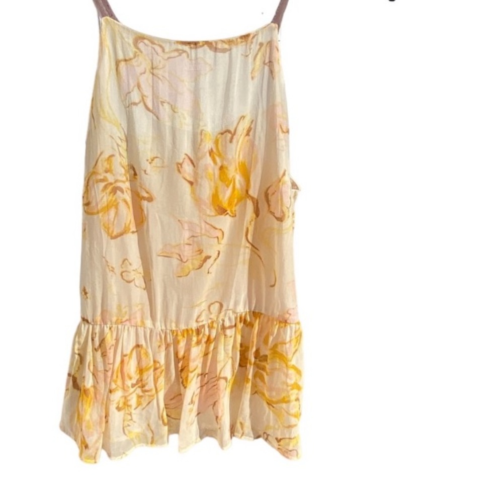 Anthro HD in Paris Flirty Yellow Flower Lined Tank